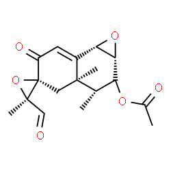 ChemSpider 2D Image | (1aR,3R,3'S,3aR,5R,7bS)-3'-Formyl-3,3',3a-trimethyl-6-oxo-2,3,3a,4,6,7b-hexahydro-1aH-spiro[naphtho[1,2-b]oxirene-5,2'-oxiran]-2-yl acetate | C17H20O6
