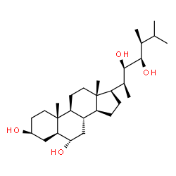 ChemSpider 2D Image | (3beta,5alpha,6alpha,22R,23R,24S)-Ergostane-3,6,22,23-tetrol | C28H50O4
