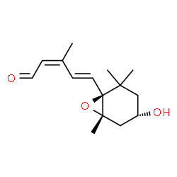 ChemSpider 2D Image | (2Z,4E)-5-[(1S,4S,6S)-4-Hydroxy-2,2,6-trimethyl-7-oxabicyclo[4.1.0]hept-1-yl]-3-methyl-2,4-pentadienal | C15H22O3