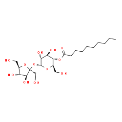 ChemSpider 2D Image | beta-D-Fructofuranosyl 4-O-decanoyl-alpha-D-glucopyranoside | C22H40O12