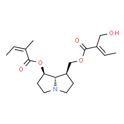ChemSpider 2D Image | [(1S,7R,7aS)-7-{[(2Z)-2-Methyl-2-butenoyl]oxy}hexahydro-1H-pyrrolizin-1-yl]methyl (2E)-2-(hydroxymethyl)-2-butenoate | C18H27NO5