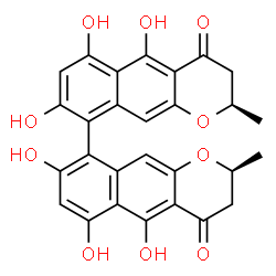 ChemSpider 2D Image | (2R,2'S)-5,5',6,6',8,8'-Hexahydroxy-2,2'-dimethyl-2,2',3,3'-tetrahydro-4H,4'H-9,9'-bibenzo[g]chromene-4,4'-dione | C28H22O10
