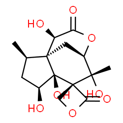 ChemSpider 2D Image | (1S,2R,4S,5S,6S,7R,8R,11R)-4,5,7,11-Tetrahydroxy-2,7-dimethyl-10H-spiro[9-oxatricyclo[6.3.1.0~1,5~]dodecane-6,3'-oxetane]-2',10-dione | C15H20O8