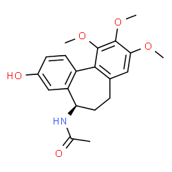 ChemSpider 2D Image | N-[(5R)-3-Hydroxy-9,10,11-trimethoxy-6,7-dihydro-5H-dibenzo[a,c][7]annulen-5-yl]acetamide | C20H23NO5