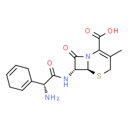 ChemSpider 2D Image | (6S,7R)-7-{[(2R)-2-Amino-2-(1,4-cyclohexadien-1-yl)acetyl]amino}-3-methyl-8-oxo-5-thia-1-azabicyclo[4.2.0]oct-2-ene-2-carboxylic acid | C16H19N3O4S