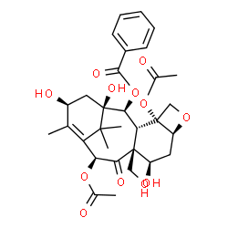 ChemSpider 2D Image | (1beta,2alpha,4alpha,5alpha,7alpha,8alpha,10alpha,13alpha)-4,10-Diacetoxy-1,7,13,19-tetrahydroxy-9-oxo-5,20-epoxytax-11-en-2-yl benzoate | C31H38O12