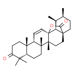 ChemSpider 2D Image | (5beta,9beta,14beta,17alpha,20beta)-13,28-Epoxyurs-11-ene-3,28-dione | C30H44O3