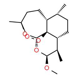 ChemSpider 2D Image | (4R,5R,8R,9R,10S,12R,13S)-10-Methoxy-1,5,9-trimethyl-11,14,15,16-tetraoxatetracyclo[10.3.1.0~4,13~.0~8,13~]hexadecane | C16H26O5