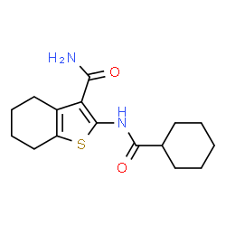 ChemSpider 2D Image | 2-cyclohexaneamido-4,5,6,7-tetrahydro-1-benzothiophene-3-carboxamide | C16H22N2O2S