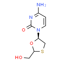 ChemSpider 2D Image | 4-Amino-1-[(5R)-2-(hydroxymethyl)-1,3-oxathiolan-5-yl]-2(1H)-pyrimidinone | C8H11N3O3S