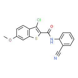 ChemSpider 2D Image | 3-Chloro-N-(2-cyanophenyl)-6-methoxy-1-benzothiophene-2-carboxamide | C17H11ClN2O2S