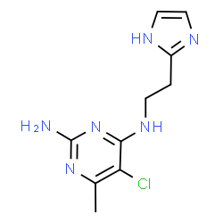 ChemSpider 2D Image | 5-Chloro-N~4~-[2-(1H-imidazol-2-yl)ethyl]-6-methyl-2,4-pyrimidinediamine | C10H13ClN6