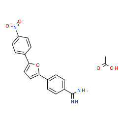 ChemSpider 2D Image | 4-[5-(4-Nitrophenyl)-2-furyl]benzenecarboximidamide acetate (1:1) | C19H17N3O5