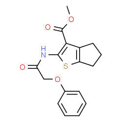 ChemSpider 2D Image | Methyl 2-[(phenoxyacetyl)amino]-5,6-dihydro-4H-cyclopenta[b]thiophene-3-carboxylate | C17H17NO4S