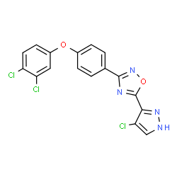 ChemSpider 2D Image | 5-(4-Chloro-1H-pyrazol-3-yl)-3-[4-(3,4-dichlorophenoxy)phenyl]-1,2,4-oxadiazole | C17H9Cl3N4O2