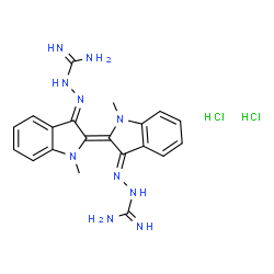 ChemSpider 2D Image | (2E)-2-{(2E)-2-[(3E)-3-(Carbamimidoylhydrazono)-1-methyl-1,3-dihydro-2H-indol-2-ylidene]-1-methyl-1,2-dihydro-3H-indol-3-ylidene}hydrazinecarboximidamide dihydrochloride | C20H24Cl2N10