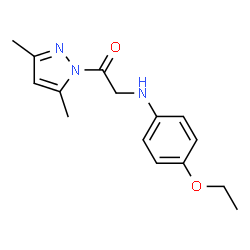 ChemSpider 2D Image | 1-(3,5-Dimethyl-1H-pyrazol-1-yl)-2-[(4-ethoxyphenyl)amino]ethanone | C15H19N3O2