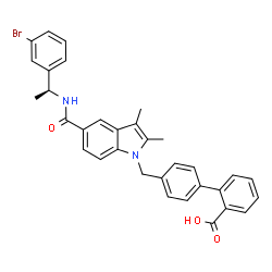 ChemSpider 2D Image | 4'-[(5-{[(1S)-1-(3-Bromophenyl)ethyl]carbamoyl}-2,3-dimethyl-1H-indol-1-yl)methyl]-2-biphenylcarboxylic acid | C33H29BrN2O3