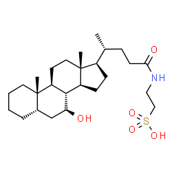 ChemSpider 2D Image | 2-{[(5beta,7beta)-7-Hydroxy-24-oxocholan-24-yl]amino}ethanesulfonic acid | C26H45NO5S