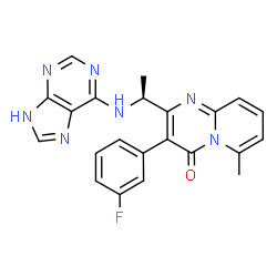 ChemSpider 2D Image | 3-(3-Fluorophenyl)-6-methyl-2-[(1S)-1-(9H-purin-6-ylamino)ethyl]-4H-pyrido[1,2-a]pyrimidin-4-one | C22H18FN7O