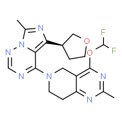 ChemSpider 2D Image | 4-(Difluoromethoxy)-2-methyl-6-{7-methyl-5-[(3S)-tetrahydro-3-furanyl]imidazo[5,1-f][1,2,4]triazin-4-yl}-5,6,7,8-tetrahydropyrido[4,3-d]pyrimidine | C19H21F2N7O2