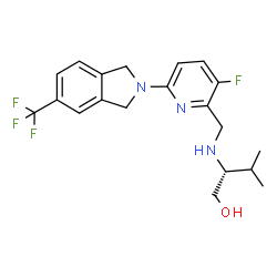 ChemSpider 2D Image | (2R)-2-[({3-Fluoro-6-[5-(trifluoromethyl)-1,3-dihydro-2H-isoindol-2-yl]-2-pyridinyl}methyl)amino]-3-methyl-1-butanol | C20H23F4N3O
