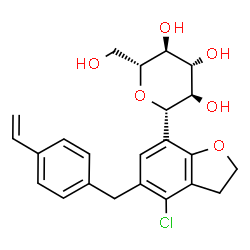 ChemSpider 2D Image | (1S)-1,5-Anhydro-1-[4-chloro-5-(4-vinylbenzyl)-2,3-dihydro-1-benzofuran-7-yl]-D-glucitol | C23H25ClO6