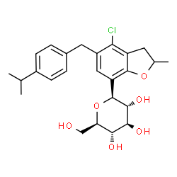 ChemSpider 2D Image | (1S)-1,5-Anhydro-1-[4-chloro-5-(4-isopropylbenzyl)-2-methyl-2,3-dihydro-1-benzofuran-7-yl]-D-glucitol | C25H31ClO6