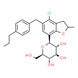 ChemSpider 2D Image | (1S)-1,5-Anhydro-1-[4-chloro-2-methyl-5-(4-propylbenzyl)-2,3-dihydro-1-benzofuran-7-yl]-D-glucitol | C25H31ClO6