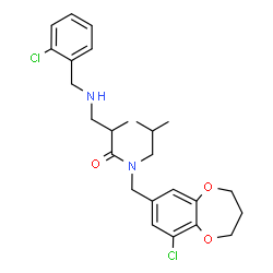 ChemSpider 2D Image | 3-[(2-Chlorobenzyl)amino]-N-[(9-chloro-3,4-dihydro-2H-1,5-benzodioxepin-7-yl)methyl]-N-isobutyl-2-methylpropanamide | C25H32Cl2N2O3