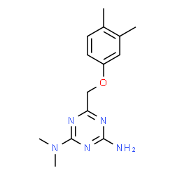 ChemSpider 2D Image | 6-[(3,4-Dimethylphenoxy)methyl]-N,N-dimethyl-1,3,5-triazine-2,4-diamine | C14H19N5O