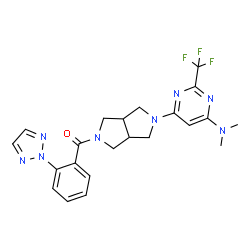 ChemSpider 2D Image | {5-[6-(Dimethylamino)-2-(trifluoromethyl)-4-pyrimidinyl]hexahydropyrrolo[3,4-c]pyrrol-2(1H)-yl}[2-(2H-1,2,3-triazol-2-yl)phenyl]methanone | C22H23F3N8O