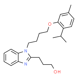 ChemSpider 2D Image | 3-{1-[4-(2-Isopropyl-5-methylphenoxy)butyl]-1H-benzimidazol-2-yl}-1-propanol | C24H32N2O2