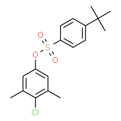 ChemSpider 2D Image | 4-Chloro-3,5-dimethylphenyl 4-(2-methyl-2-propanyl)benzenesulfonate | C18H21ClO3S