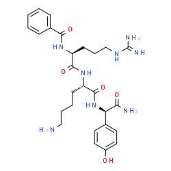 ChemSpider 2D Image | N~2~-Benzoyl-L-arginyl-N-[(1R)-2-amino-1-(4-hydroxyphenyl)-2-oxoethyl]-L-lysinamide | C27H38N8O5