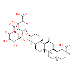 ChemSpider 2D Image | (3beta,18alpha)-24,30-Dihydroxy-11,30-dioxoolean-12-en-3-yl 2-O-beta-D-glucopyranuronosyl-beta-D-glucopyranosiduronic acid | C42H62O17