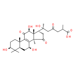 ChemSpider 2D Image | (3beta,7beta,12beta)-3,7,12,20-Tetrahydroxy-11,15,23-trioxolanost-8-en-26-oic acid | C30H44O9
