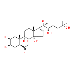ChemSpider 2D Image | (2beta,3beta,5alpha,22R)-2,3,9,14,20,22,25-Heptahydroxycholest-7-en-6-one | C27H44O8
