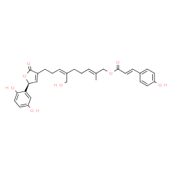 ChemSpider 2D Image | (2E,6Z)-9-[(5S)-5-(2,5-Dihydroxyphenyl)-2-oxo-2,5-dihydro-3-furanyl]-6-(hydroxymethyl)-2-methyl-2,6-nonadien-1-yl (2E)-3-(4-hydroxyphenyl)acrylate | C30H32O8
