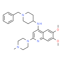 ChemSpider 2D Image | N-(1-Benzyl-4-piperidinyl)-6,7-dimethoxy-2-(4-methyl-1-piperazinyl)-4-quinolinamine | C28H37N5O2