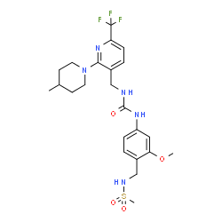 ChemSpider 2D Image | N-{2-Methoxy-4-[({[2-(4-methyl-1-piperidinyl)-6-(trifluoromethyl)-3-pyridinyl]methyl}carbamoyl)amino]benzyl}methanesulfonamide | C23H30F3N5O4S