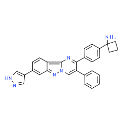 ChemSpider 2D Image | 1-{4-[3-Phenyl-8-(1H-pyrazol-4-yl)pyrimido[1,2-b]indazol-2-yl]phenyl}cyclobutanamine | C29H24N6