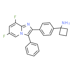 ChemSpider 2D Image | 1-[4-(6,8-Difluoro-3-phenylimidazo[1,2-a]pyridin-2-yl)phenyl]cyclobutanamine | C23H19F2N3