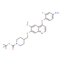ChemSpider 2D Image | 2-Methyl-2-propanyl 4-({[4-(4-amino-2-fluorophenoxy)-6-methoxy-7-quinolinyl]oxy}methyl)-1-piperidinecarboxylate | C27H32FN3O5