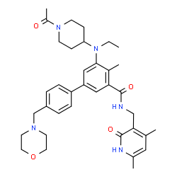 ChemSpider 2D Image | 5-[(1-Acetyl-4-piperidinyl)(ethyl)amino]-N-[(4,6-dimethyl-2-oxo-1,2-dihydro-3-pyridinyl)methyl]-4-methyl-4'-(4-morpholinylmethyl)-3-biphenylcarboxamide | C36H47N5O4
