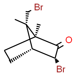 ChemSpider 2D Image | (1S,3R,4R,7S)-3-Bromo-7-(bromomethyl)-1,7-dimethylbicyclo[2.2.1]heptan-2-one | C10H14Br2O