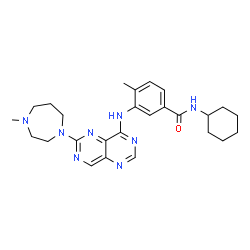 ChemSpider 2D Image | N-Cyclohexyl-4-methyl-3-{[6-(4-methyl-1,4-diazepan-1-yl)pyrimido[5,4-d]pyrimidin-4-yl]amino}benzamide | C26H34N8O