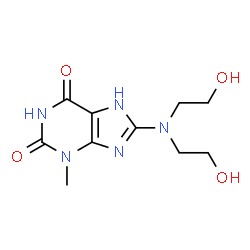 ChemSpider 2D Image | 8-[Bis(2-hydroxyethyl)amino]-3-methyl-3,7-dihydro-1H-purine-2,6-dione | C10H15N5O4