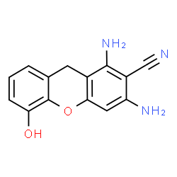 ChemSpider 2D Image | 1,3-Diamino-5-hydroxy-9H-xanthene-2-carbonitrile | C14H11N3O2