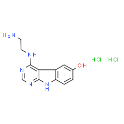 ChemSpider 2D Image | 4-[(2-Aminoethyl)amino]-9H-pyrimido[4,5-b]indol-6-ol dihydrochloride | C12H15Cl2N5O